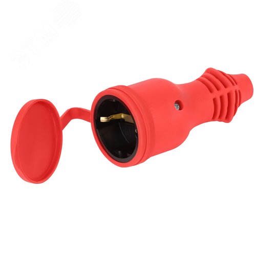Розетка каучуковая прямая c заземлением 16А IP44 красная RX11-R-IP44