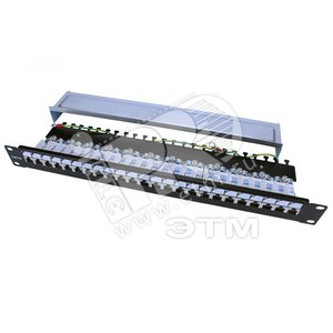 Патч-панель 19' 1U 24 порта RJ45 экранированный категория 5e Dual IDC ROHS черный