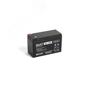 Аккумулятор SKAT SB 1209 свинцово-кислотный тип AGM 12V 9Ач Iзар. 2,7 А, ножевые клеммы