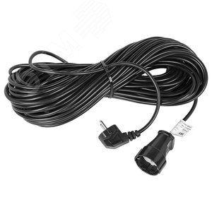 Удлинитель-шнур ПВС 3х0.75, 30 м, с/з, 6 А, 1300 Вт, IP44, черный