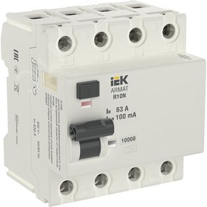 ARMAT Выключатель дифференциального тока R10N (УЗО) 4п 63А 100мА тип A