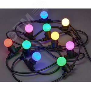 LIGHTING Гирлянда белт-лайт 5м 10 цветных ламп IP65 черный шнур 3м 230В транзит IEK