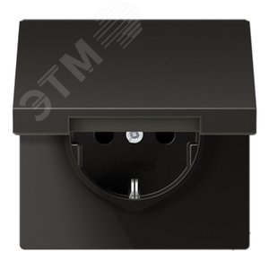 Штепсельная розетка SCHUKO одинарная, с заземлением, с шторками, с откидной крышкой, 16A, 250В  (механизм + накладка, без рамки). Серия LS990  Материал- металл  Цвет- антрацит