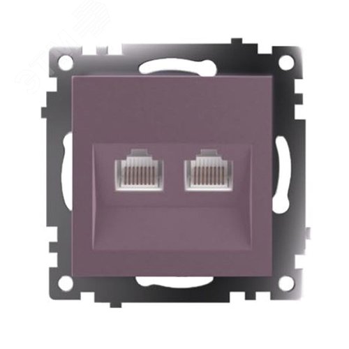 Розетка компьютерная 2-местная RJ-45 (механизм) серия Катрин шоколад STEKKER