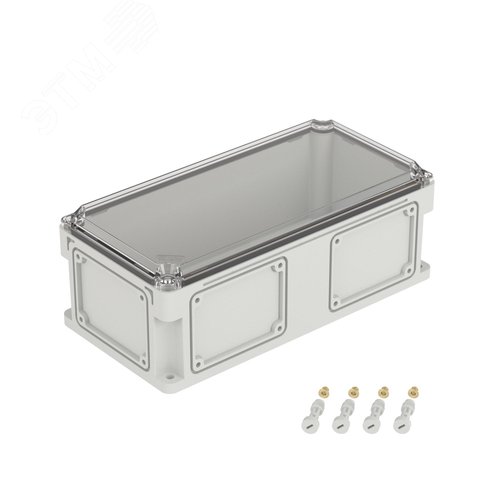 Корпус IP66/IP67, 400х200х146 мм, без МП, с фланцами, прозрачная крышка H= 21 мм