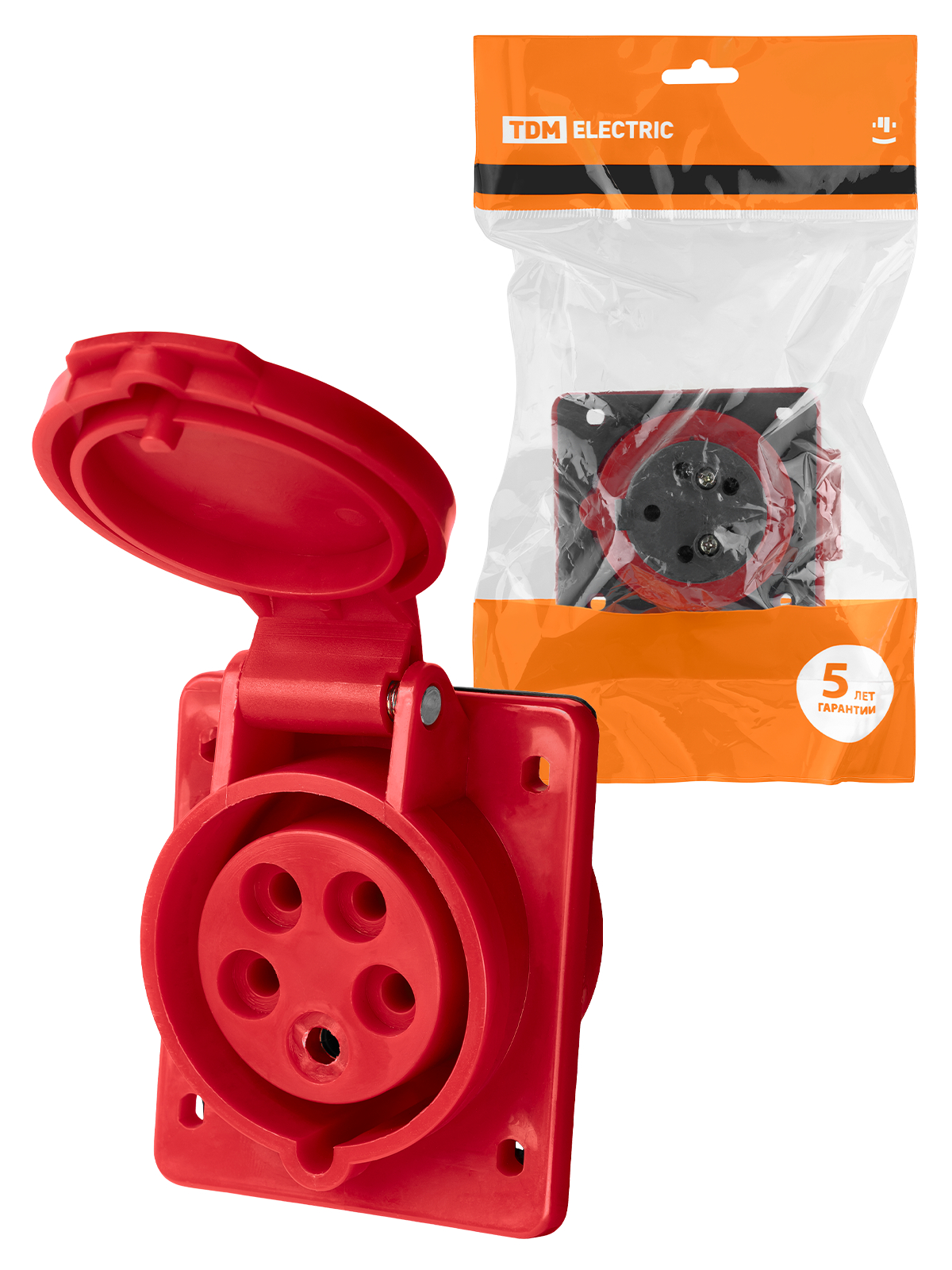 Розетка 415 скрытая 3Р+РЕ+N 16А 380В IP44 TDM