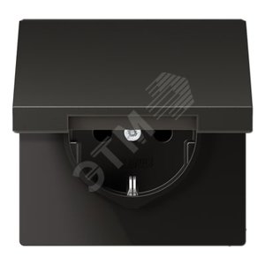 Штепсельная розетка SCHUKO одинарная, с заземлением, с откидной крышкой, 16A, 250В  (механизм + накладка, без рамки). Серия LS990  Материал- металл  Цвет- антрацит