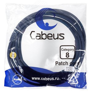Патч-корд S/FTP, категория 8 (40G, 2000 MHz), 2xRJ45/8p8c, экранированный, синий, LSZH, 5 м