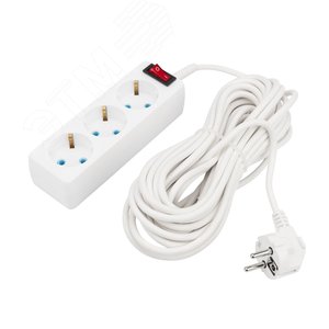 Удлинитель PROconnect 3 гнезда, 10 м, 3х0.75 мм, с/з, с кнопкой, белый