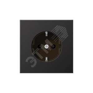 Штепсельная розетка SCHUKO одинарная, с заземлением, с шторками, 16A, 250В  (механизм + накладка, без рамки). Серия LS990  Материал- металл  Цвет- алюминий дарк