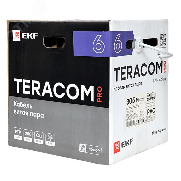 Витая пара TERACOM PRO 6 F/UTP 4 пары solid 23AWG PVC серый 305м