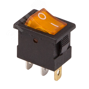 Выключатель клавишный 12V 15А (3c) ON-OFF желтый с подсветкой Mini