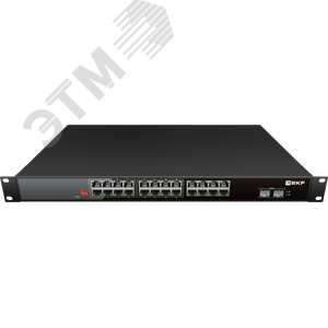 Коммутатор промышленный неуправляемый U-2GX/SFP-24GTP-R, 2 порта 1000Base-X SFP, 24 порта 10/100/1000Base-T(X) RJ45 c PoE, монтаж в 19'' стойку TSX EKF