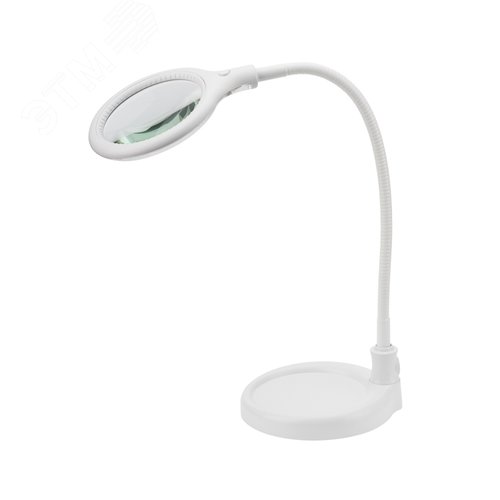 Лупа настольная 3D с подсветкой 30 SMD LED, подставка+прищепка, d-95мм, белая
