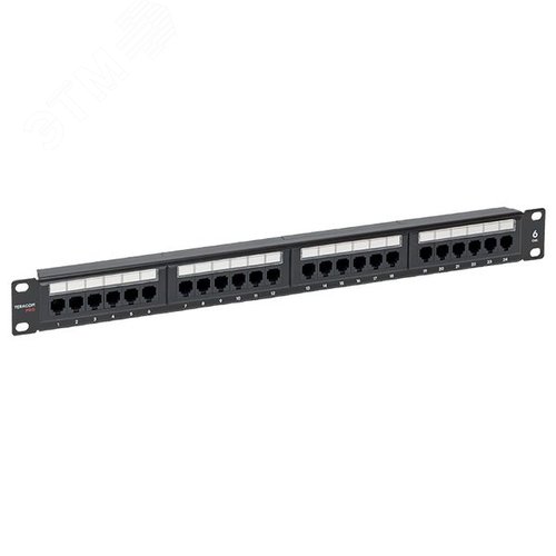 Патч-панель TERACOM PRO 19'' Cat.6 1U неэкранированная UTP 24 порта RJ-45 Dual IDC