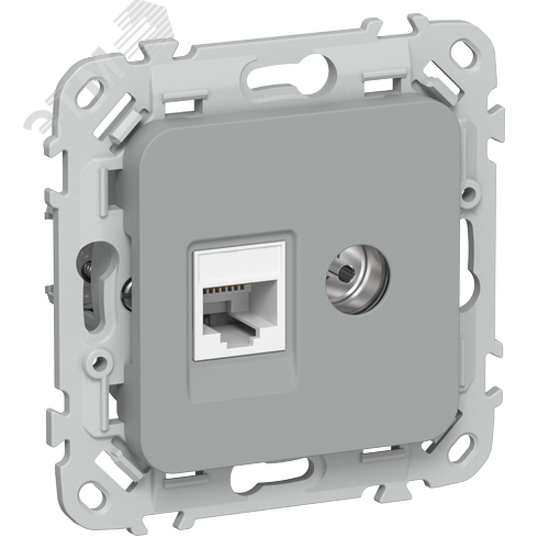 FLITE Розетка 2-местная RJ45/TV категория 5Е UTP РКТВ5е-2-0-ФлС серый IEK