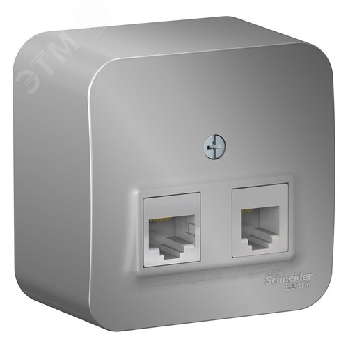Розетка BLANCA наружная двойная компьютерная RJ45+телефонная RJ11, кат.5e, с изолирующей пластиной, алюминий