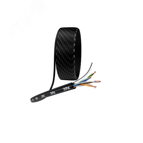 Кабель витая пара U/UTP Cat5e 4x2x24 AWG CU PE + ТРОС наруж. 305м U-4-PE-T