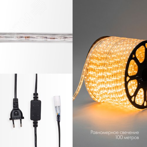Дюралайт LED, постоянное свечение 2W - желтый Эконом 24 LED/м, 100 м