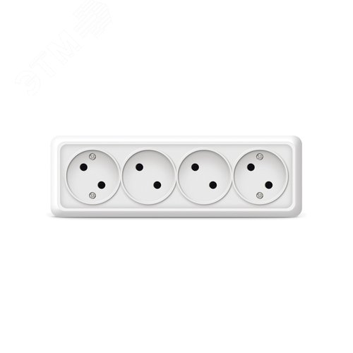 Розетка четырехместная   Олимп б/з, наружная, 16А, 220В, белая (еврослот)