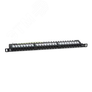 Патч-панель высокой плотности 19' (0,5U), 24 порта RJ-45, категория 5e, Dual IDC, 90 градусов, с задним кабельным организатором