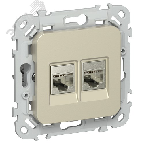 FLITE Розетка 2-местная RJ45/RJ11 категория 5Е/3 STP РКТ5е/3-2-1-ФлШ шампань IEK