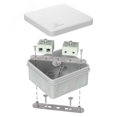 Коробка огнестойкая для о/п двухкомпонентная 60-0210-FR10.0-4 Е15-Е120 RAL7035 80х80х40