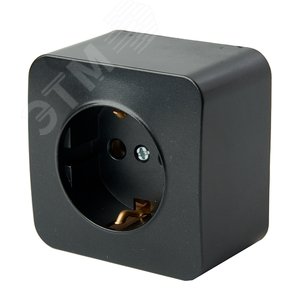 Розетка одноместная с/з 250В 10А серия София черный STEKKER