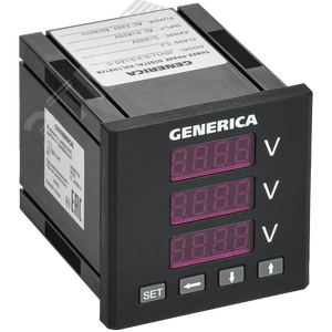 Вольтметр цифровой щитовой трехфазный 72х72мм LED GENERICA