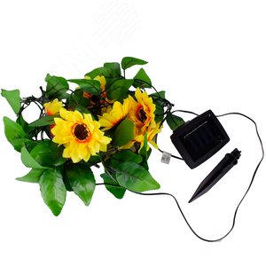 Гирлянда садовая на солнечной батарее USL-S-138/PT2300 SUNFLOWERS Подсолнухи 24 светодиода Теплый белый свет 1хАА Ni-Mh аккумулятор в/к IP44