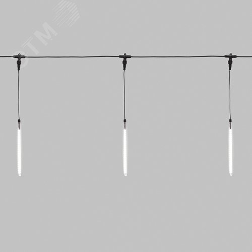 Гирлянда Тающие сосульки комплект 10 шт х 30см, шаг 100 см, 420 LED белый, черный каучук, IP65, 24 В, соединяется