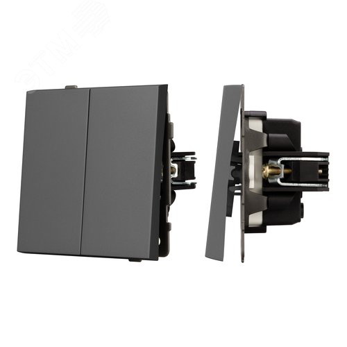 Механизм выключателя двухклавишный проходной SWT-TENDO-MKP2-SFPL-GR 230V, 10A, Серый, 1 пост