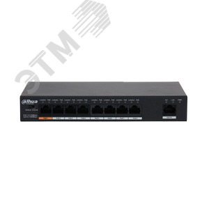 Коммутатор неуправляемый 9 портов RJ45 10 100 Мб/с PoE 96Вт