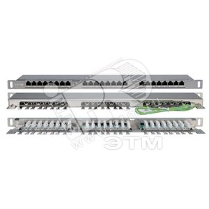 Патч-панель высокой плотности 19' 0.5U 24 порта RJ45 категория 5E Dual IDC экранированная