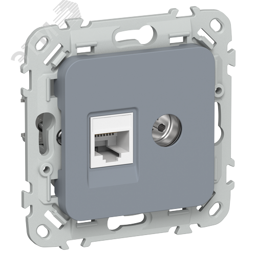 FLITE Розетка 2-местная RJ45/TV категория 5Е UTP РКТВ5е-2-0-ФлМ маренго IEK