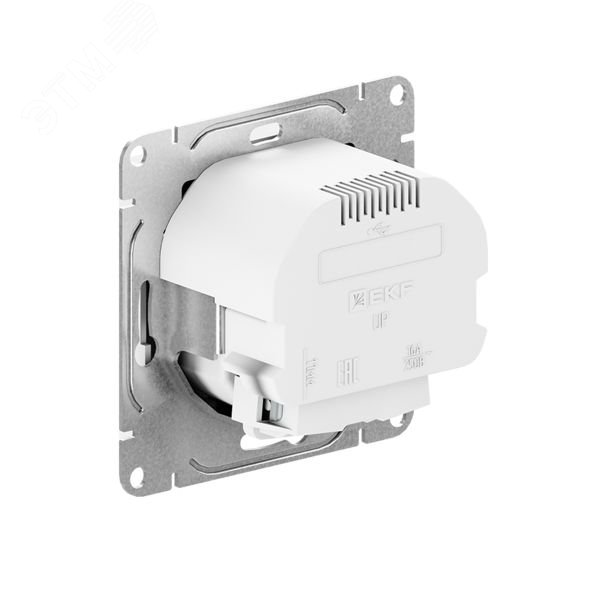 Механизм розетки с USB-C - 2шт  16А  с заземлением  со шторками  мокко Эпика EKF