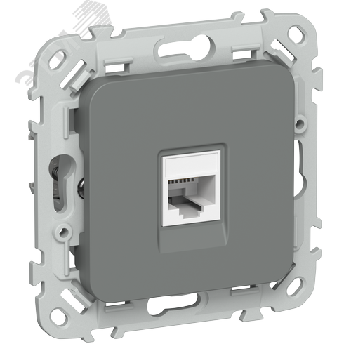 FLITE Розетка компьютерная RJ45 категория 5Е UTP РК5е-1-0-ФлМА мокрый асфальт IEK