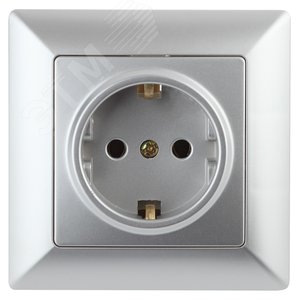 Розетка 2P+E Schuko, 16А-250В, СУ, Solo, алюминий, 4-202-03