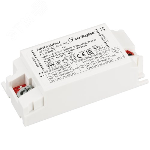 Блок питания ARJ-SP-42-PFC-INS (42W, 25-40V, 0.7-1.05A) (IP20 Пластик, 5 лет)