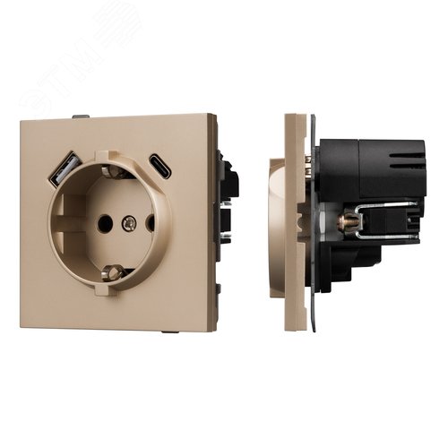 Механизм розетки с USB зарядкой SCT-TENDO-MUAC-PL-GD 230V, 16A, Золото светлое, 1 пост