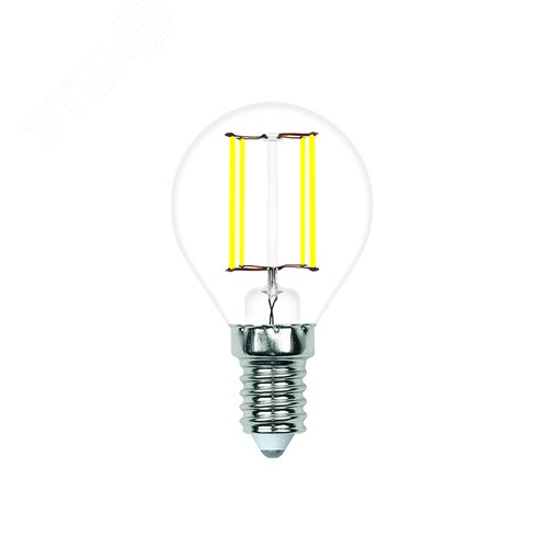 Лампа светодиодная. LED-G45-4W/4000K/E14/CL/SLF Форма шар, прозрачная. (4000K).