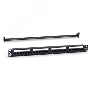 Патч-панель 19'' (1U). 24 порта RJ-45. категория 5e. Dual IDC. с задним кабельным организатором
