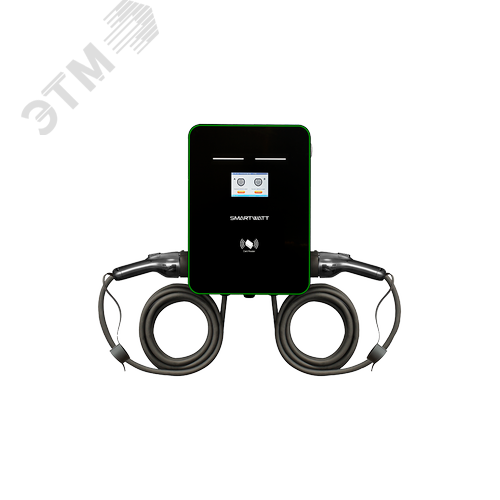 Зарядная станция для электромобиля SMARTWATT EVC, 44 кВт, коммерческая OCPP 1.6J, переменный ток, 3 фазы 380 В, два поста по 22 кВт 32 А, кабели по 5 метров, коннекторы GBT, IP54