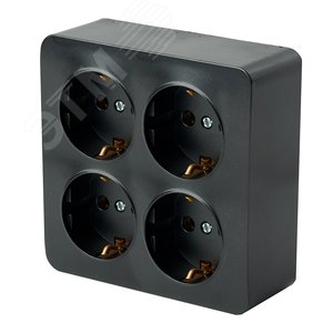 Розетка четырехместная квадратная с/з 250В 10А серия София черный STEKKER