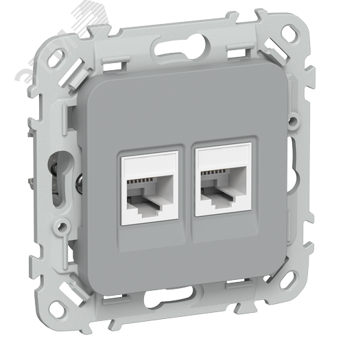 FLITE Розетка 2-местная RJ45/RJ11 категория 6/3 UTP РКТ6/3-2-0-ФлС серый IEK