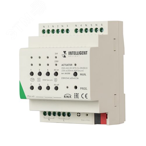 Актуатор INTELLIGENT BUS/230V 6x300 mA KNX Secure IARL IP20 пластик 2 года KNX-4063-82-WTO-CL-DIN