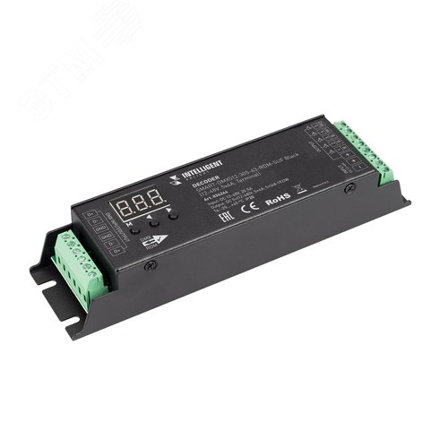 Декодер 12-48 V 5x 4A Terminal IARL IP20 металл 5 лет SMART-DMX512-305-63-RDM-SUF Black INTELLIGENT