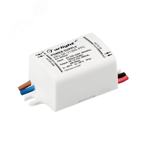 Блок питания ARJ-SP-21300-PFC (6W, 12-21V, 300mA) (IP44 Пластик, 5 лет)