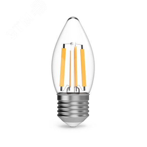 Лампа светодиодная филаментная LED 7 Вт 580 лм 4100К свеча нейтральный E27 AC 220В прозрачная колба Black Filament Gauss