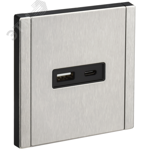 FORTE&PIANO Розетка USB A+C 18Вт FP751M металл никель IEK